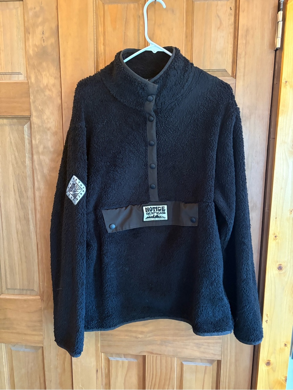 Notice Apparel Black Sherpa Pullover Sweater